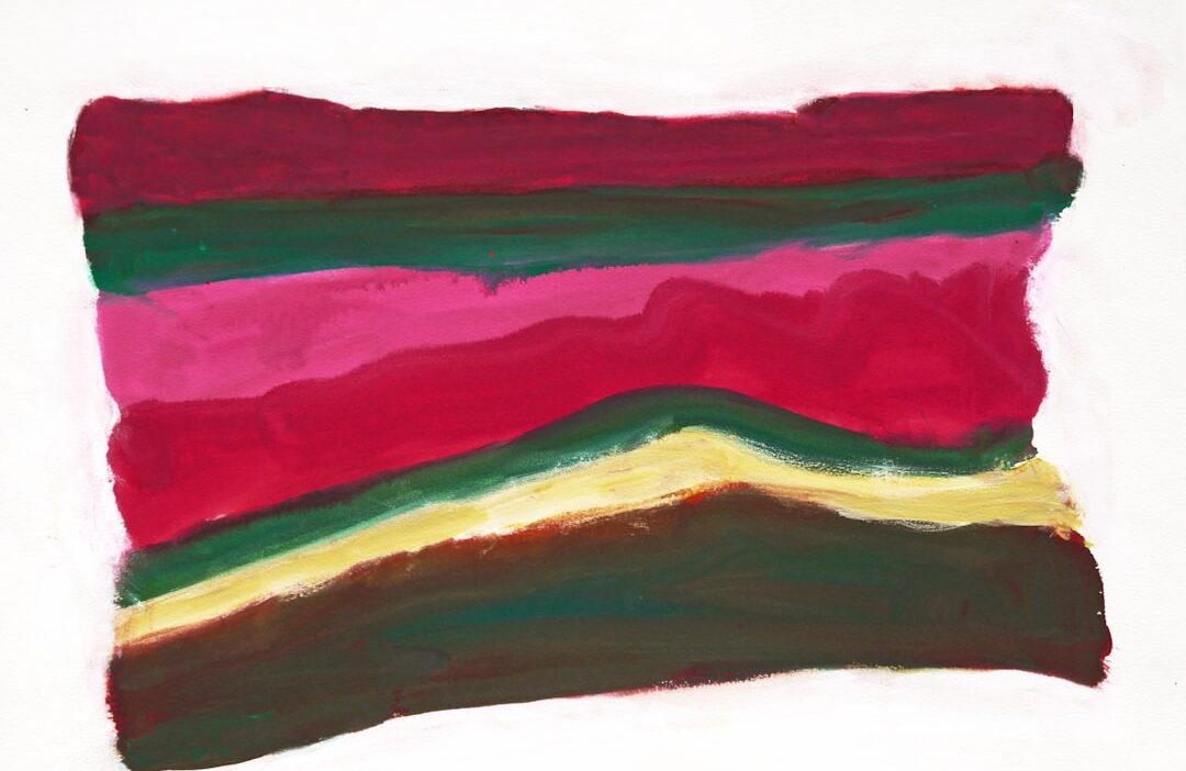 An abstract watercolor painting in layers I called 'Dark colored landscape'. I painted this watercolour work in 2001 on paper.