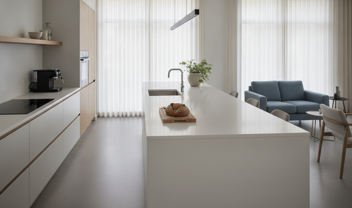 Werkbladruimte wint het van een zithoek in moderne keukens